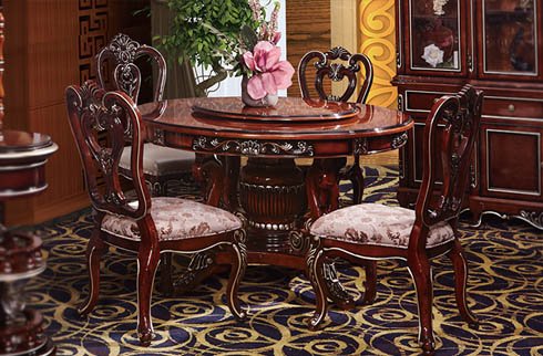 Bộ bàn ghế ăn gỗ sồi phong cách cổ điển