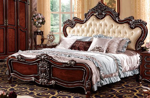 Giường ngủ gỗ sồi Oak phong cách cổ điển