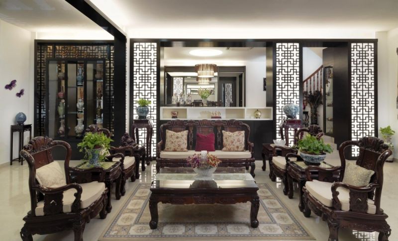 Phòng khách cổ điển Châu Á