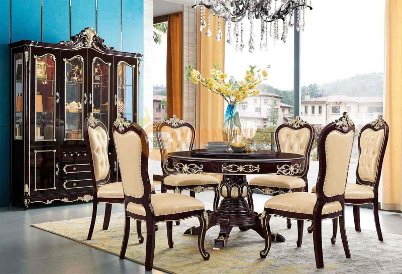 Bộ bàn ghế ăn cao cấp phong cách tân cổ điển