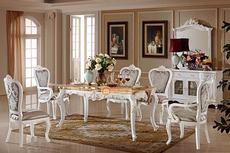 Bộ bàn ghế ăn cao cấp phong cách cổ điển