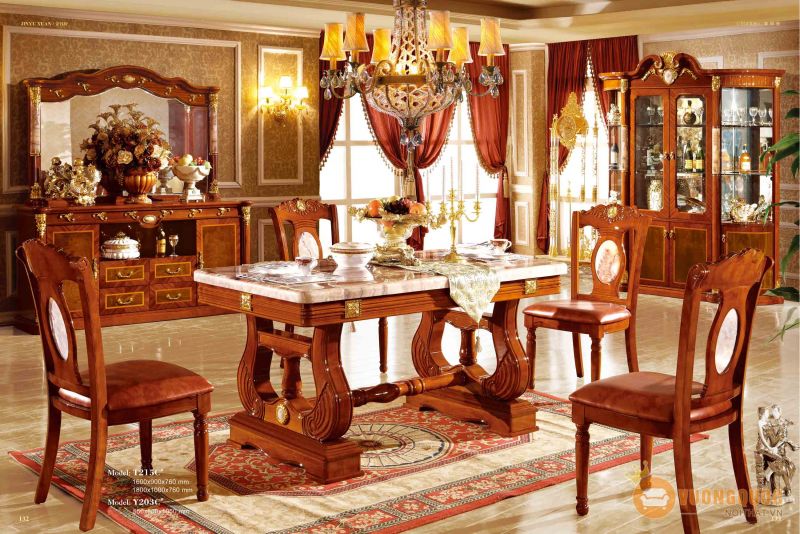 Bộ bàn ghế ăn cao cấp phong cách cổ điển