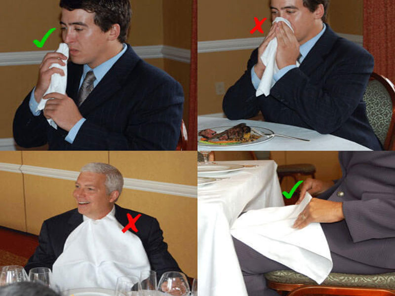 7 nguyên tắc sử dụng khăn ăn tại nhà hàng của người lịch sự