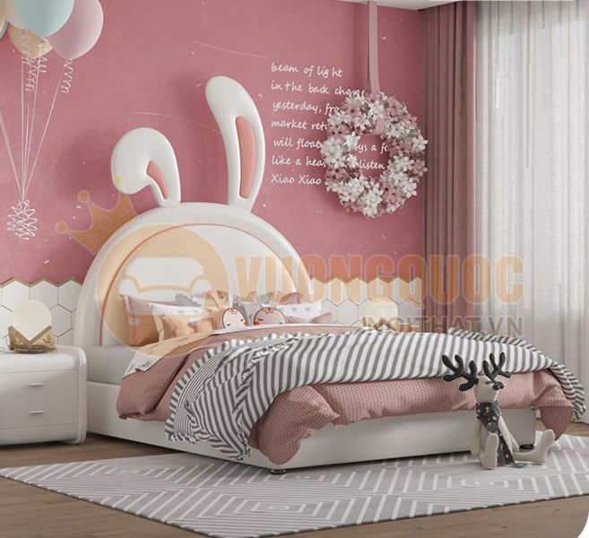 Mẫu phòng ngủ màu hồng tai thỏ ngộ nghĩnh