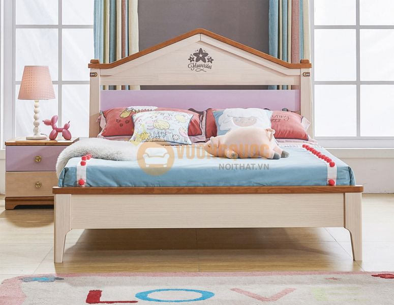 Mẫu giường ngủ trẻ em bằng gỗ tự nhiên 