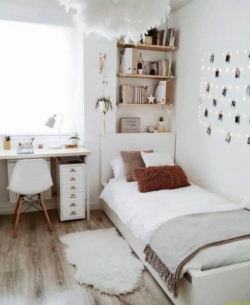 Phòng ngủ cho nữ màu trắng tinh khiết 